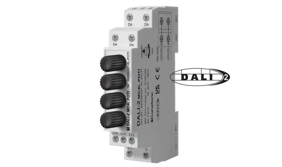 lunatone-dali-2-mc4l-poti-steuermodul-4-fach-hutschiene image 1