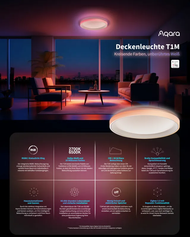 aqara-lighting-t-series-deckenleuchte-t1m-led-dimmbar image 1