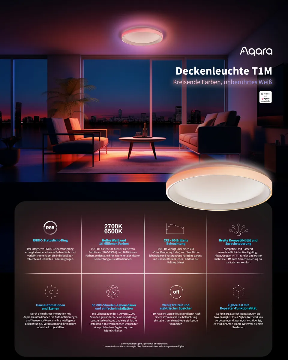 aqara-lighting-t-series-deckenleuchte-t1m-led-dimmbar image 1